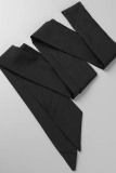 Black Casual Print Solid Patchwork V Neck Long Sleeve Dresses