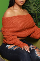 Orange Sexy Casual Solid Backless Off the Shoulder Tops