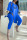 Blue Casual Print Patchwork Slit V Neck Long Sleeve Two Pieces
