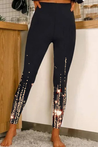 Black Casual Sportswear Print Patchwork