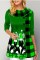 Green Casual Print Patchwork O Neck Tops