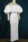 White Elegant Solid Patchwork Fold Off the Shoulder Evening Dress Plus Size Dresses