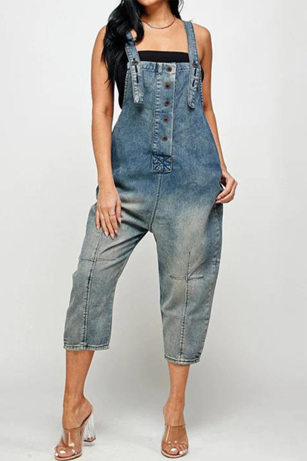 Casual Street Solid Pocket Square Collar Loose Jumpsuits(10 Colors)