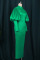 Green Elegant Solid Patchwork Half A Turtleneck Evening Dress Plus Size Dresses