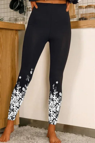 Black White Casual Sportswear Print Patchwork