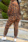 Rose Red Casual Print Basic V Neck Long Sleeve Two Pieces