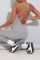 Grey Casual Sportswear Solid Patchwork Backless U Neck Skinny Jumpsuits