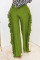 Green Fashion Solid Tassel Straight High Waist Straight Solid Color Bottoms