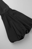 Khaki Casual Print Solid Patchwork V Neck Long Sleeve Dresses