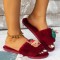 Burgundy Casual Living Patchwork Round Keep Warm Comfortable Shoes