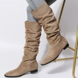 Khaki Casual Patchwork Solid Color Pointed Keep Warm Comfortable Shoes