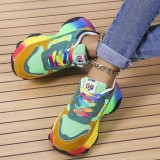 Green Casual Patchwork Round Comfortable Sport Shoes