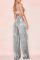 Gold Casual Solid Patchwork High Waist Wide Leg Solid Color Bottoms