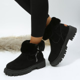 Black Casual Patchwork Solid Color Zipper Round Keep Warm Comfortable Shoes
