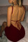 Red Sexy Solid Bandage Patchwork Backless Spaghetti Strap Pencil Skirt Dresses