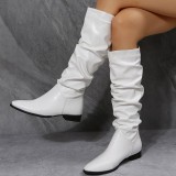 White Casual Patchwork Solid Color Pointed Keep Warm Comfortable Shoes