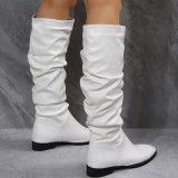 White Casual Patchwork Solid Color Pointed Keep Warm Comfortable Shoes