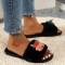 Burgundy Casual Living Patchwork Round Keep Warm Comfortable Shoes