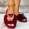 Burgundy Casual Living Patchwork Round Keep Warm Comfortable Shoes