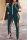 Army Green Fashion Casual Print Hollowed Out Patchwork Slit Zipper Collar Long Sleeve Two Pieces