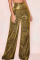 Gold Casual Solid Patchwork High Waist Wide Leg Solid Color Bottoms