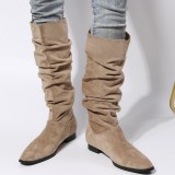 Khaki Casual Patchwork Solid Color Pointed Keep Warm Comfortable Shoes