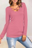 Pink Casual Print Patchwork Tops