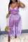 Purple Sexy Solid Sequins Patchwork See-through Spaghetti Strap Sling Dress Dresses