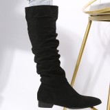 Black Casual Patchwork Solid Color Pointed Keep Warm Comfortable Shoes