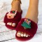 Burgundy Casual Living Patchwork Round Keep Warm Comfortable Shoes