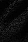 Black Street Solid Patchwork Turndown Collar Outerwear