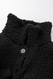 Black Street Solid Patchwork Turndown Collar Outerwear