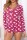 Deep Pink Casual Living Print Patchwork V Neck Skinny Jumpsuits