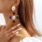 Blue Red Daily Party Simplicity Patchwork Hollowed Out Earrings