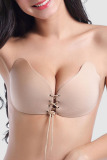 Skin Color Sexy Solid Bandage Patchwork Invisible Bra