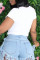 White Casual Street Print Patchwork Letter O Neck T-Shirts