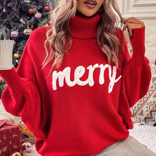 Red Casual Solid Embroidered Patchwork Turtleneck Tops