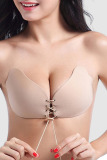 Black Sexy Solid Bandage Patchwork Invisible Bra