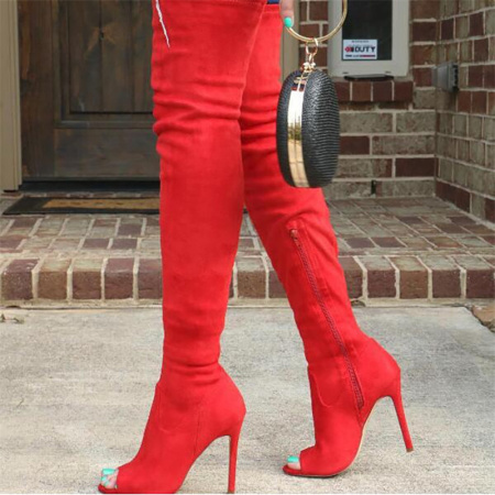 Red Casual Patchwork Solid Color Fish Mouth Shoes (Heel Height 4.72in)