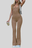 Black Sexy Solid Patchwork Backless Spaghetti Strap Boot Cut Jumpsuits
