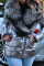 Grey Casual Solid Bandage Patchwork Feathers Outerwear