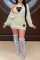 Lake Green Sexy Casual Print Patchwork O Neck Long Sleeve Two Pieces