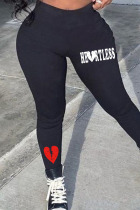 Black Red Casual Sportswear Print Patchwork Plus Size