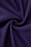 Purple Casual Print Patchwork Buckle Cardigan Collar Plus Size Overcoat