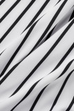 Black Casual Striped Print Patchwork O Neck A Line Dresses