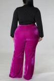 Colorful Blue Casual Solid Patchwork Plus Size Trousers