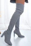 Black Casual Patchwork Solid Color Pointed Keep Warm Comfortable Out Door Shoes  (Heel Height 3.54in)