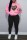Pink Street Print Patchwork Hooded Collar Long Sleeve Two Pieces