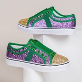 Purple Casual Sequins Patchwork Round Comfortable Flats Shoes