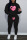 Black Casual Print Patchwork Hooded Collar Long Sleeve Two Pieces